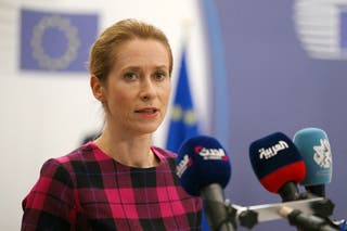 Kaja Kallas, the European Union's high representative for foreign affairs and security policy and vice president of the European Commission talks to journalists in Brussels